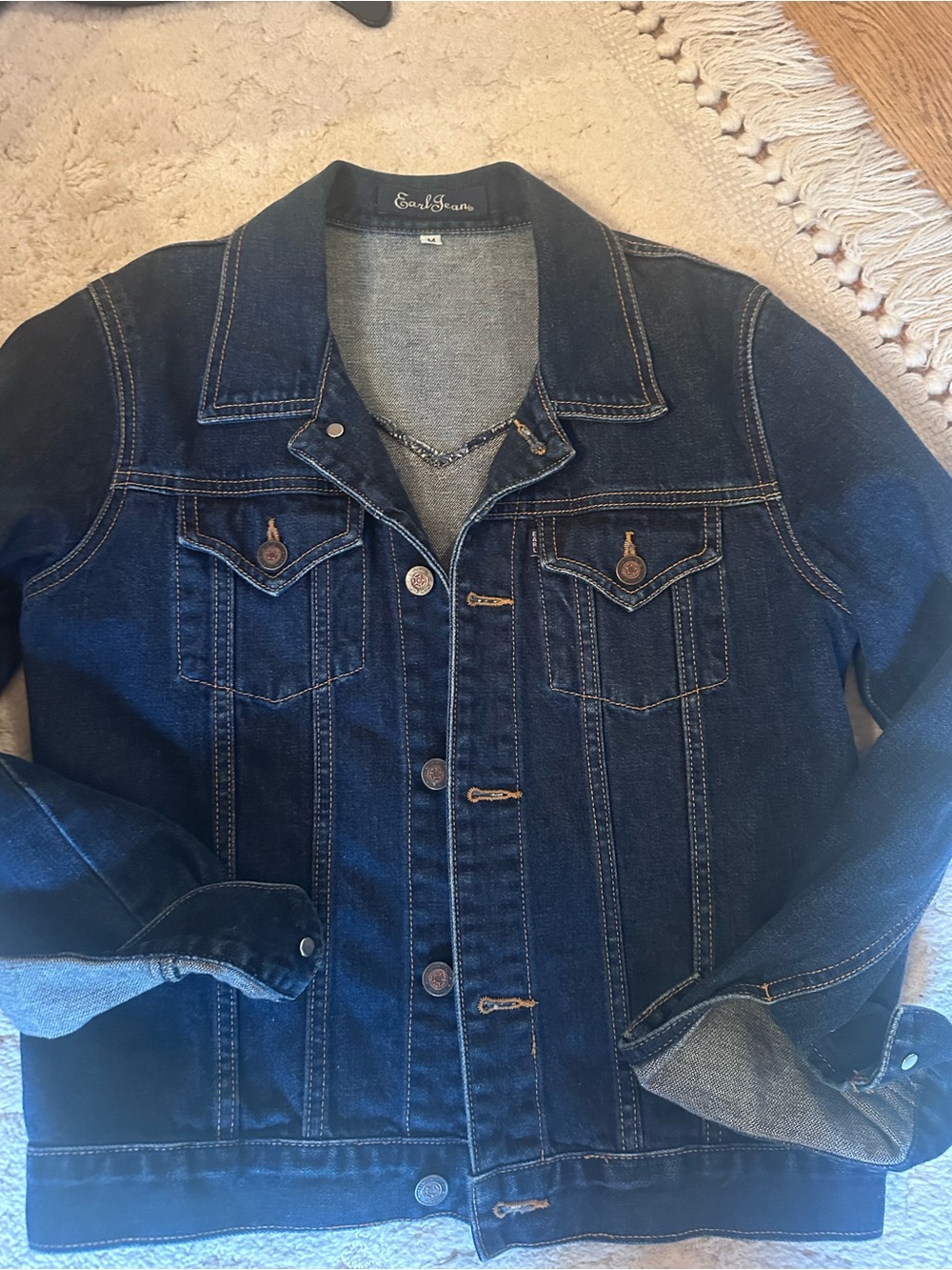Earl Jeans Dark Blue Denim Jacket with Contrast Stitching